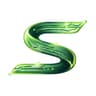 Softron-merkmark: driedimensionale groene S